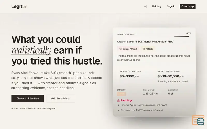 Screenshot of Legitize