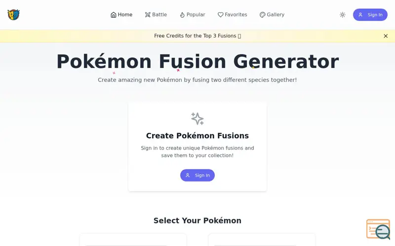 Screenshot of Pokémon Fusion
