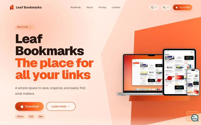 Screenshot of Leaf Bookmarks