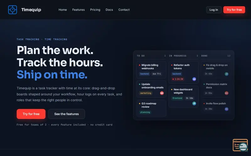 Screenshot of Timequip