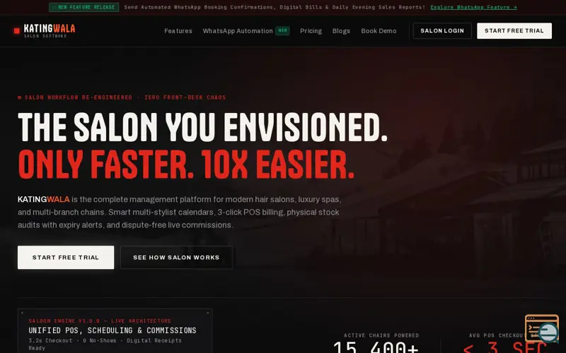 Screenshot of Katingwala Salon Software