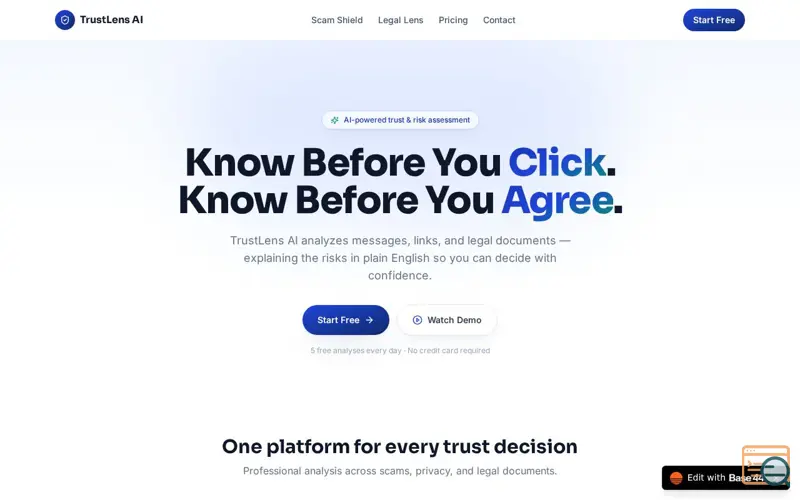 Screenshot of TrustLens AI