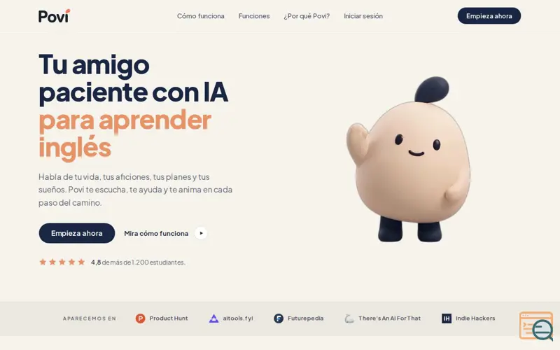 Screenshot of Povi — tu amigo IA para aprender inglés