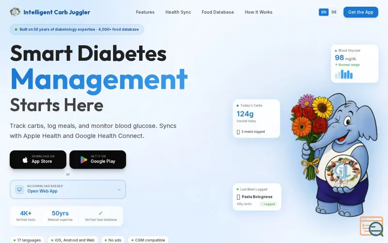 Screenshot of Intelligent Carb Juggler, a launch using ALL-INKL.COM DNS