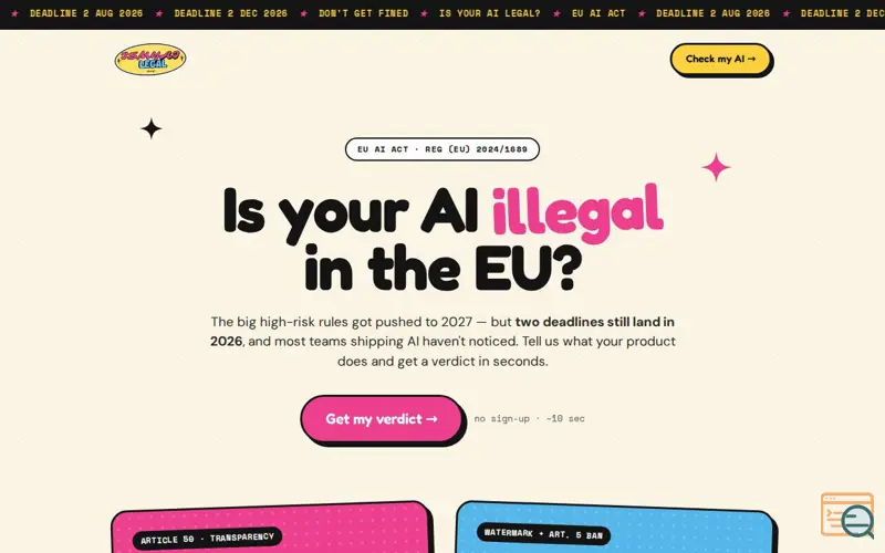 Screenshot of Is My AI Legal?