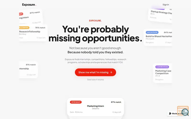 Screenshot of Exposure