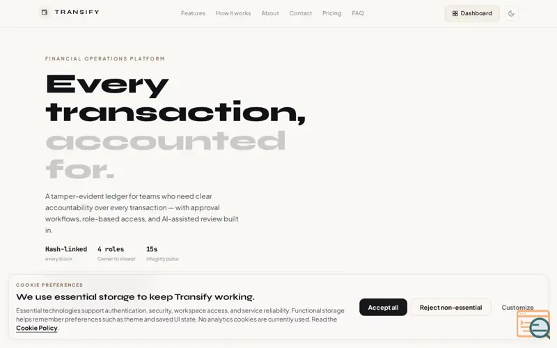 Screenshot of Transify — Financial Governance Platform