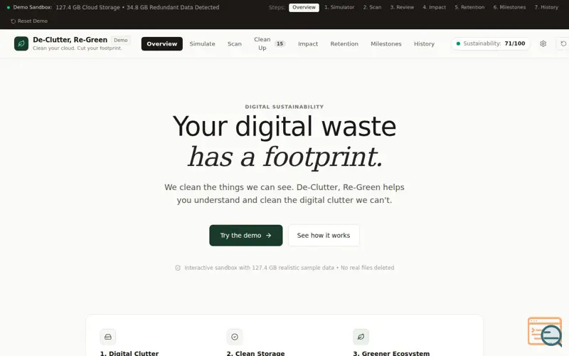 Screenshot of De-Clutter De-Green