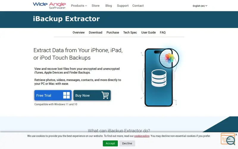 Screenshot of iBackup Extractor, a launch using Mailtrap
