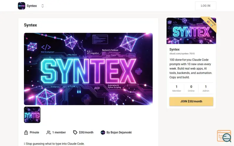 Screenshot of Syntex, a launch using Bunny Stream