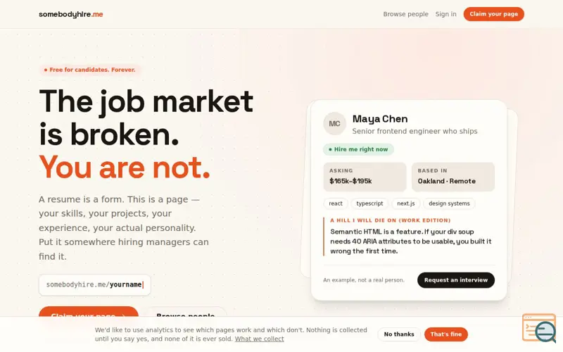 Screenshot of Somebodyhire.me