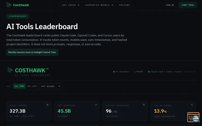 Screenshot of Costhawk, a launch using Clairvio
