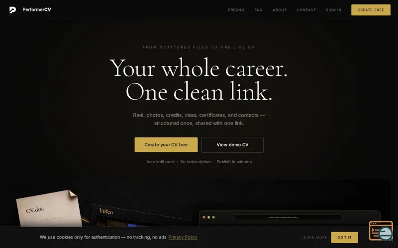 Screenshot of PerformerCV