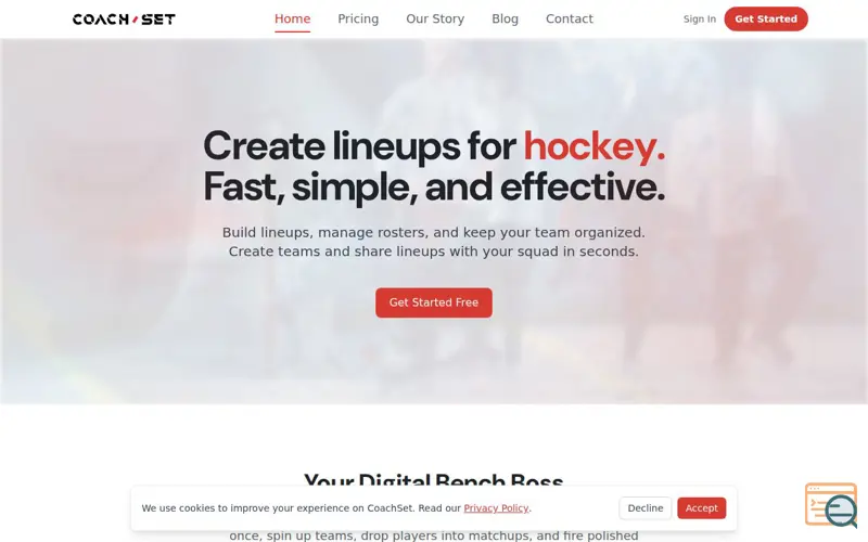 Screenshot of Team Lineup Builder for Coaches