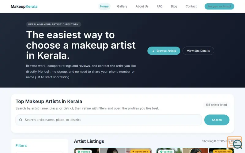 Screenshot of MakeupKerala
