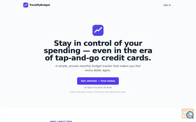 Screenshot of TrackMyBudget