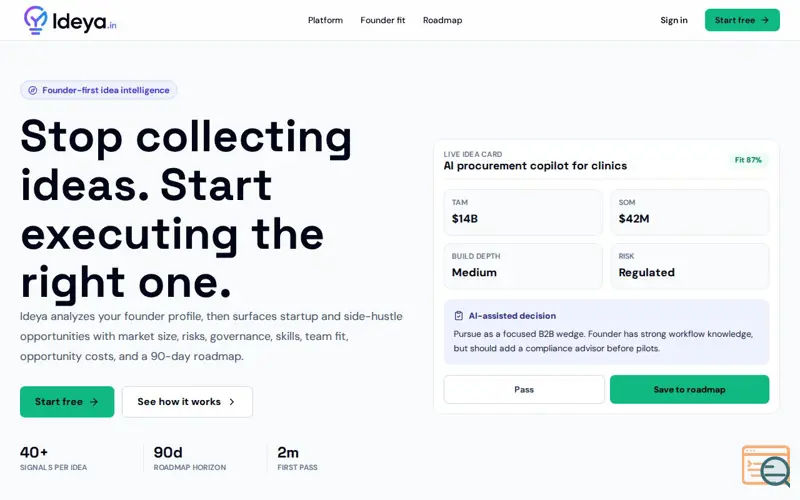 Screenshot of Ideya — Discover Ideas built for YOU
