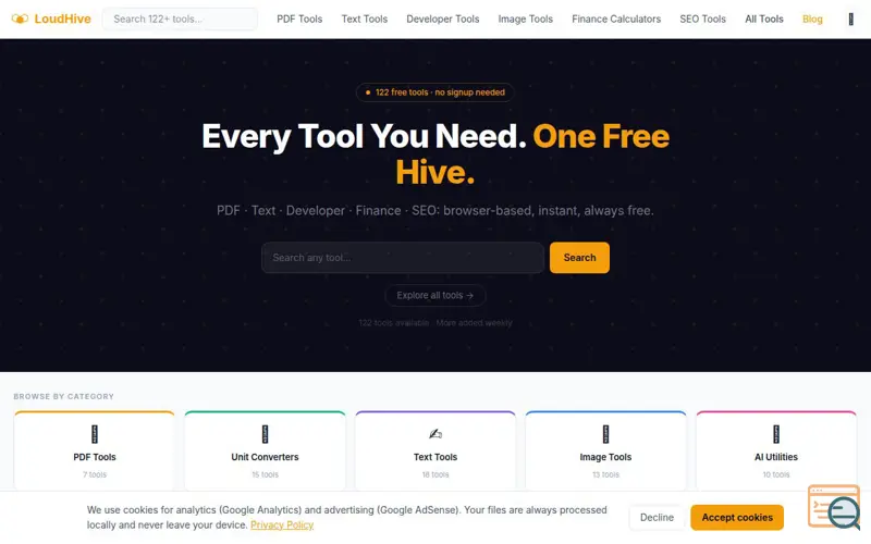 Screenshot of LoudHive
