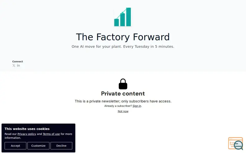 Screenshot of The Factory Forward, a launch using Birdie