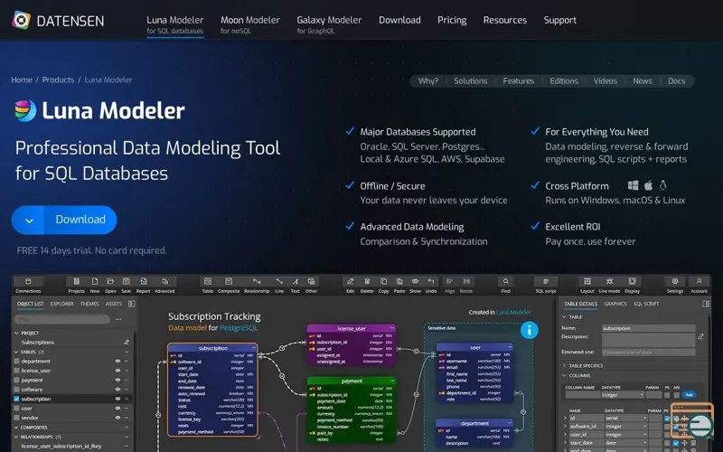 Screenshot of Luna Modeler 14, a launch using Regzone