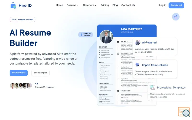 Screenshot of Hire ID