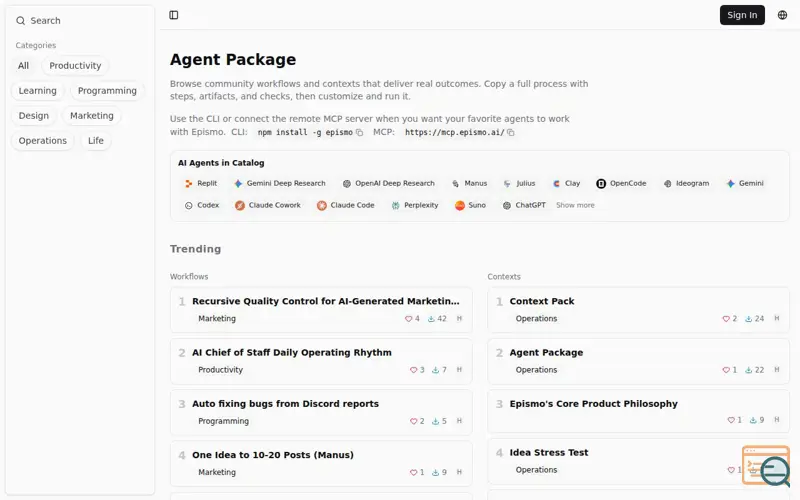 Screenshot of Epismo Agent Package