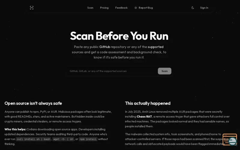 Screenshot of Reposentry