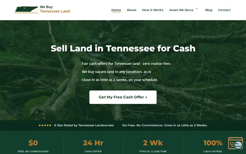 Screenshot of We Buy Tennessee Land