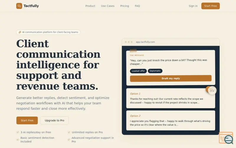 Screenshot of Tactfully
