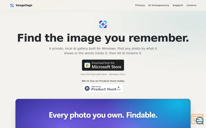 Screenshot of ImageSage AI photo manager