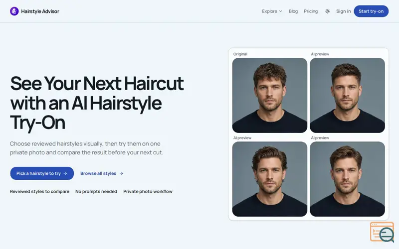 Screenshot of AI Hairstyle Try-On | Find a Haircut | Hairstyle Advisor
