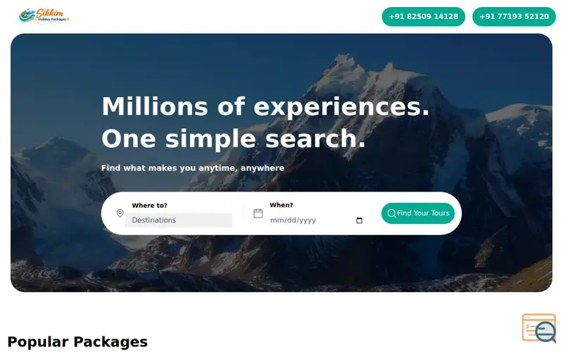 Screenshot of Sikkim Holiday Packages