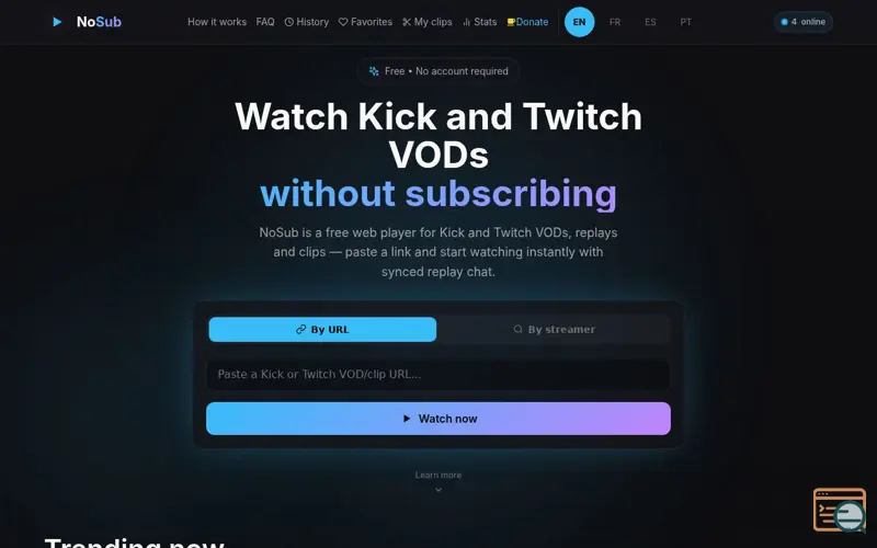 Screenshot of NoSub