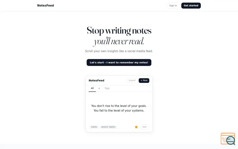 Screenshot of Notesfeed