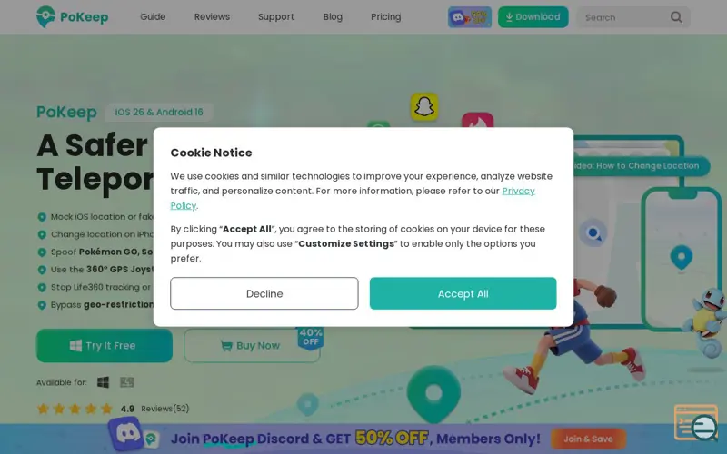 Screenshot of PoKeep Location Changer