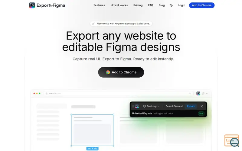 Screenshot of Export to Figma