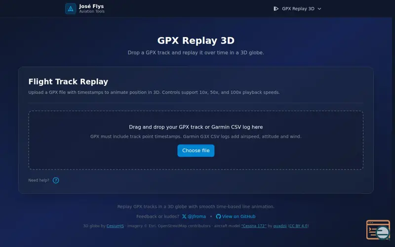 Screenshot of GPX Flight Replays