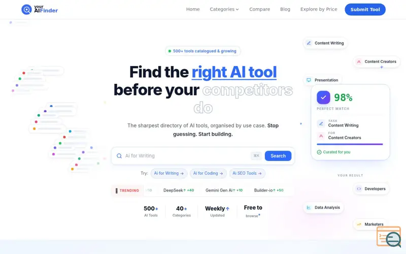 Screenshot of YourAiFinder