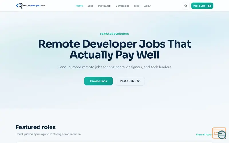 Screenshot of Hire Remote Developers. Find Remote Jobs