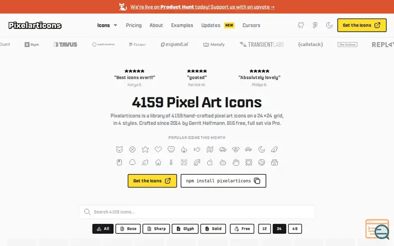 Screenshot of Pixelarticons