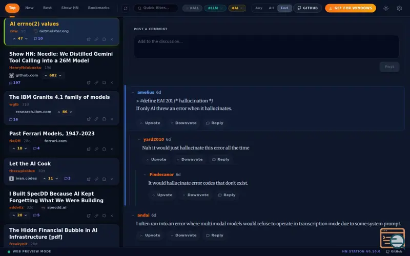 Screenshot of Hacker News Station