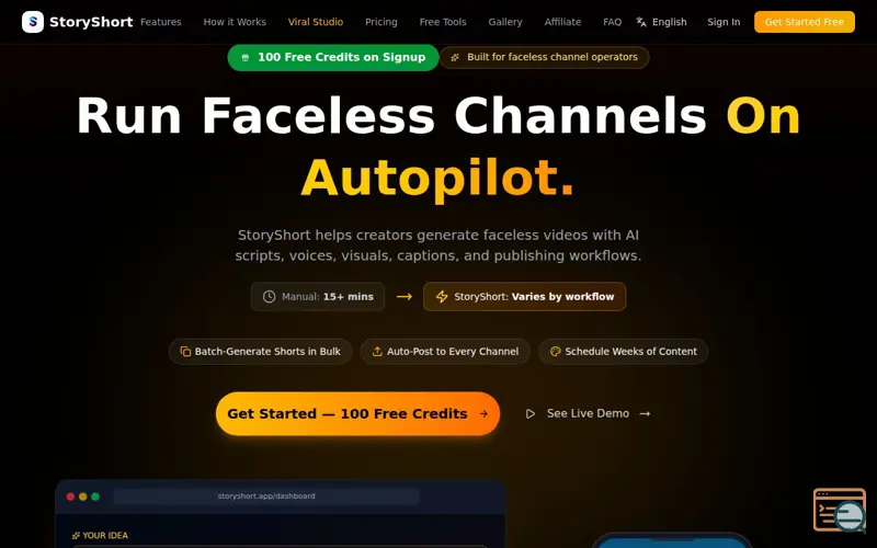 Screenshot of StoryShort
