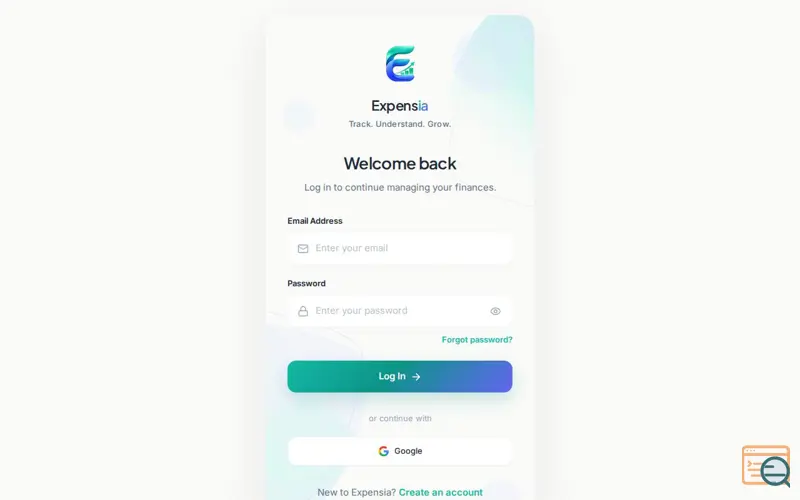 Screenshot of Expensia — Track. Understand. Grow.