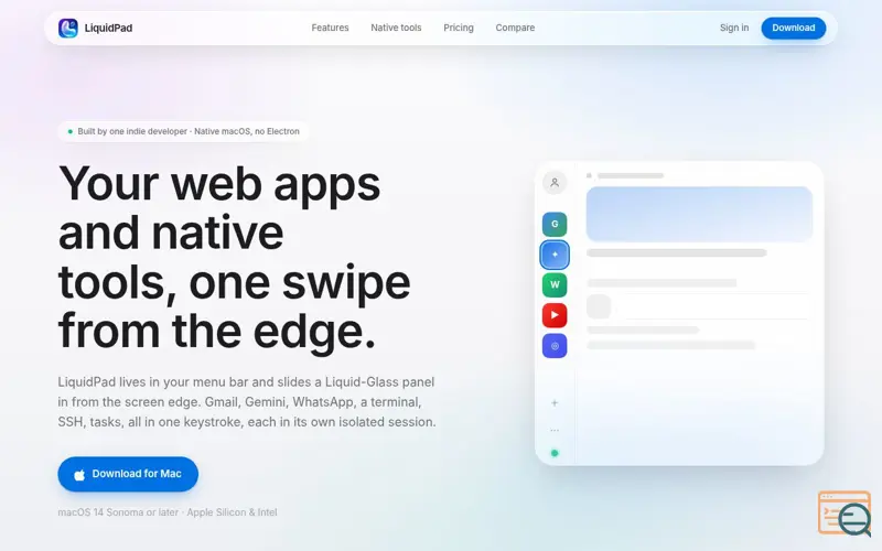 Screenshot of LiquidPad, a launch using Tella