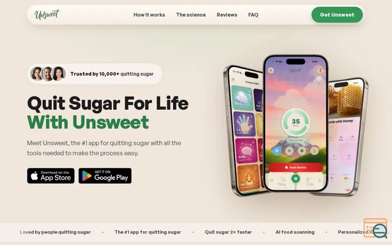 Screenshot of Unsweet