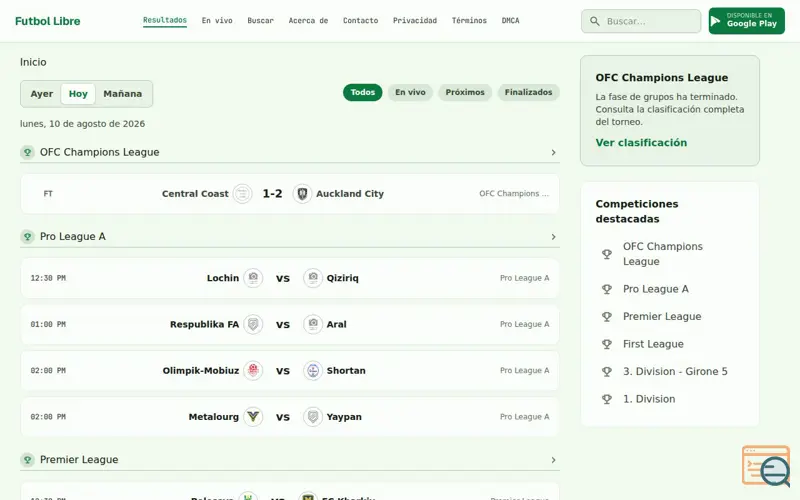 Screenshot of Futbol Libre