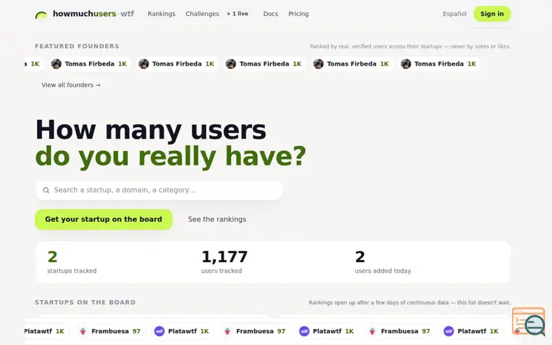Screenshot of HowMuchUsers