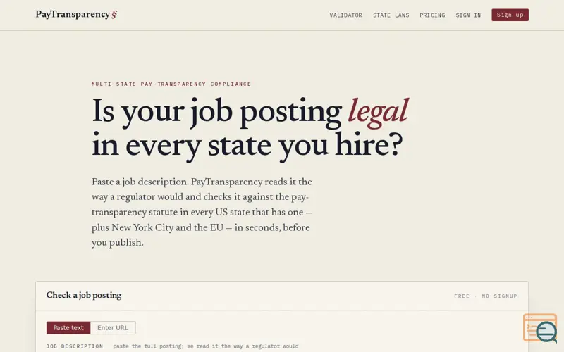 Screenshot of PayTransparency