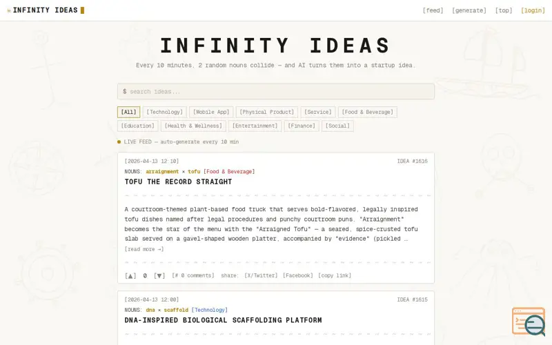 Screenshot of Infinity Ideas