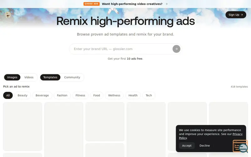 Screenshot of Goose Ads Remixer